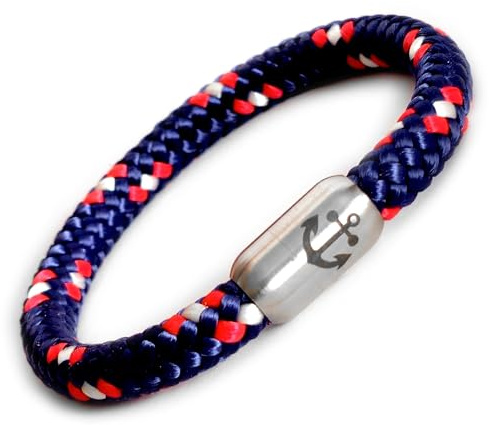 Generisch Armband Segeltau Ø 8 mm viele Farben mit Edelstahl Magnetverschluss & Gravur inkl. Schmuckbeutel, Surferarmband, Handmade, Damenarmband, Herrenarmband, Herren Armband Damen