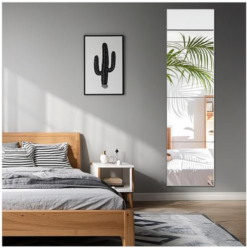 Qeenmy Specchio da Parete Adesivo Rettangolare Verticale da Parete Palestra per Porta Ingresso Moderno Lungo Camera a da Muro Letto Armadio Figura Specchio per Soggiorno, Bagno (30x30cm, 4 Stück 06)