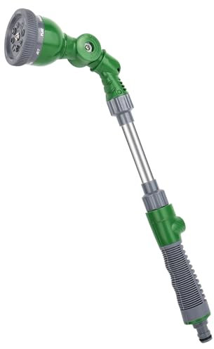 Watering Lance Garden Hose Pipe Spray Gun Long Handle with 8 Spray Patterns,180° Rotating Extended Spray Nozzle Hose Wand for Hanging Basket Cleaning, Plants Lawns Watering, Pets Shower, Car Washing