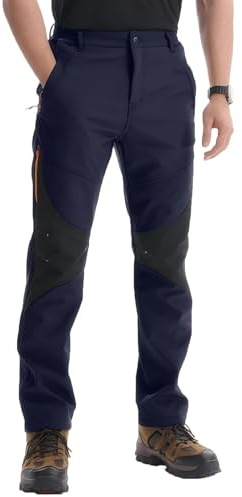 PrimeCrest Pantalon Trekking Hombre Montaña Impermeables Termico Pantalones Invierno Snowboard Nieve Senderismo Pantalon Caza Esqui Azul 32