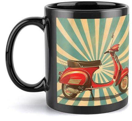 Rote und braune Motorrad-Keramiktasse, große Kaffeetasse mit Griff, einzigartiger Stil für jede Küche, personalisierbar, lustige Latte-Tasse, ideal für Tee, heiße Schokolade, für Männer und Frauen