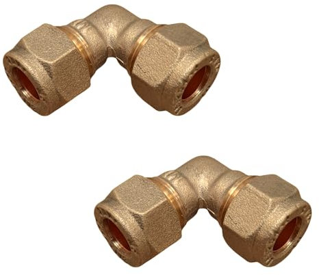 Connettori a gomito a compressione in ottone, 10 mm, confezione da 2, raccordi idraulici ad angolo retto per tubi in rame