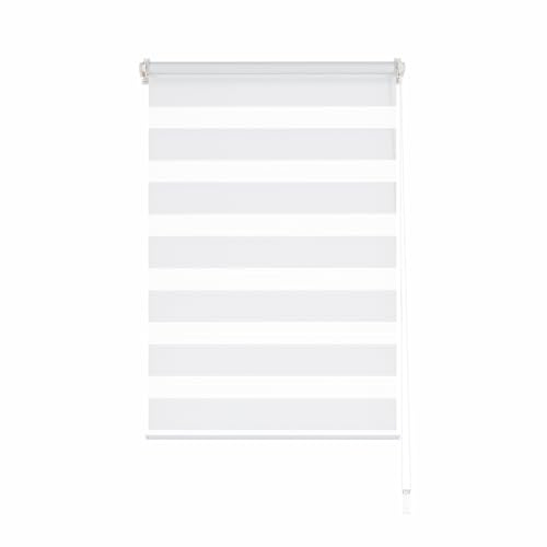 HUGG Doppelrollo Klemmfix ohne Bohren | Sicht- und Sonnenschutz | Stufenlos verstellbar mit Seitenzug | 50 x 150 cm (BxH) | Weiß