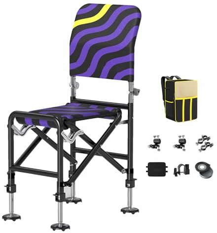 Genérico Silla de, Silla De Camping con Altura Ajustable, Silla De Caza Ergonómica Y Estable para Senderismo, Trekking Y Escalada