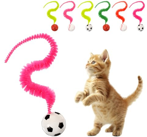 Classicseali 6 unidades de gusanos con pelota, Wiggly Balls, juguete interactivo con cola, pelotas de peluche para jugar para el hogar, tienda de mascotas, multicolor