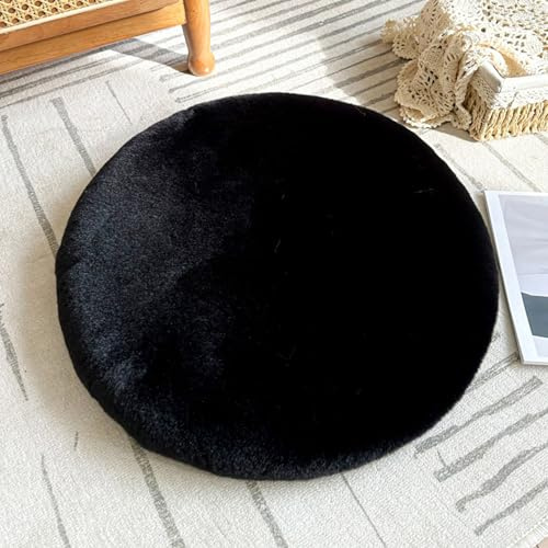 Flipped Warmth Sitzkissen Rund Fell, Stuhlkissen 40/45cm, Waschbar Sitzpolster mit Rutschfestem Boden, Weich Abnehmbar KüChenstuhl-Kissen mit ReißVerschluss