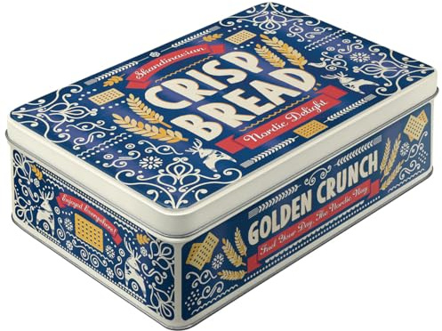 Nostalgic-Art Caja de almacenamiento plana retro, 2,5 l, Crisp Bread – Idea de regalo para cocina, lata metálica con tapa, diseño vintage