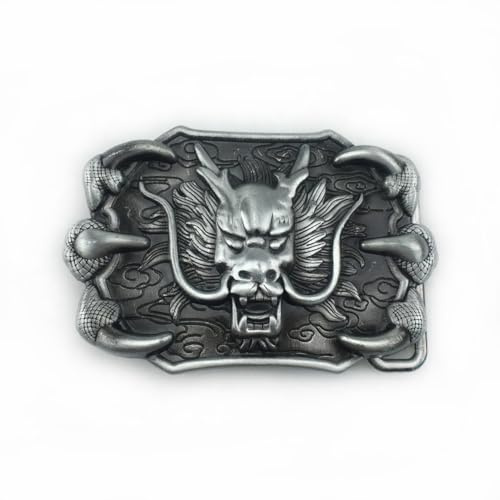 Fachoice Boucle de ceinture chinoise tête de dragon hommes masculin boucle de ceinture griffe de dragon dominante punk bijoux signe du zodiaque animal