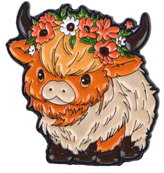 Highland Cow Pin Badge,Cute Animal Enamel Pins,Pin Badges for Lanyards Bags Backpack Clothes,Highland Cow Gift for Women Girls Friend Christmas