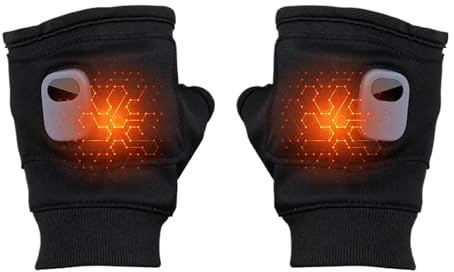 Liakyunf Guanti riscaldanti, 3 modalità, regolabili, riscaldati, senza dita, guanti per touchscreen, a lunga durata, per attività all'aperto, viaggi, ciclismo, sci, casa, lavoro, neve, donne e uomini