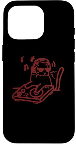 DJ Cat Tomcat avec Platine et Casque Y2K 90s Coque pour iPhone 16 Pro