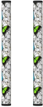 BLWSLC Guantes para manija de puerta de refrigerador con patrón de mariposa azul verde y piedra (paquete de 2), adecuados para microondas y lavavajillas.