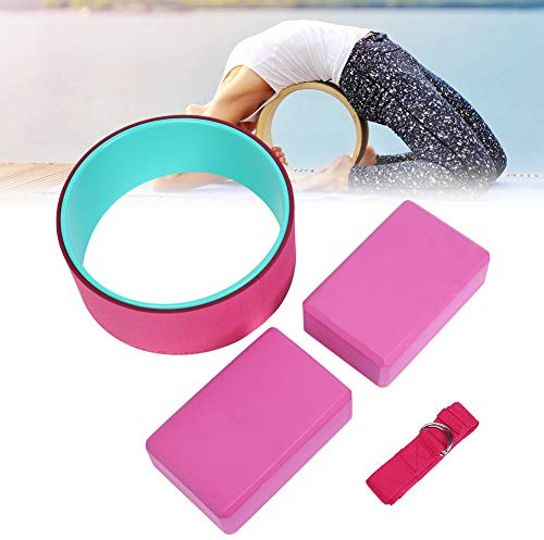 Generic Premiummaterial Yogahjul och Blockset för Stretching Rutin, 4st Fitness-rem för Hemmaträning Rosa