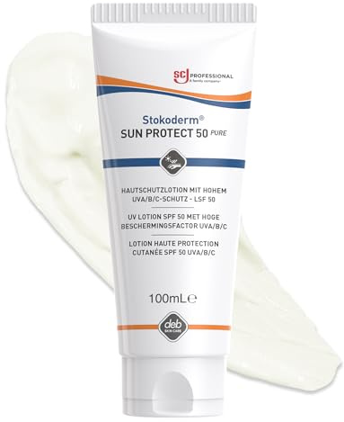 SC Johnson Professional Stokoderm Sun Protect 50 Pure – Crème SPF 50 UVA/UVB/UVC – Résistante à l’Eau – Tube 100 Ml – Usage Professionnel