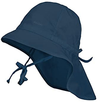 maximo Kinder Sonnenhut Nackenschutz Sommerhut Baumwollhut Hut - mit Kinnband Sommer Frühling-Sommer - 49 cm dunkelblau