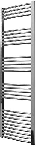 Greened House Chrome Heated Towel Rail Curved 600mm W x 1800mm H | Central Heating, Towel Radiator, Bathroom