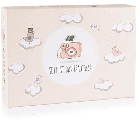 Spielehelden Hochzeitsspiel: Selfie ist das Brautpaar – Box mit kreativen und lustigen Fotoaufgaben – Tolles Spiel für Gäste oder Geschenkidee für das Brautpaar – Eisbrecher für die Hochzeit