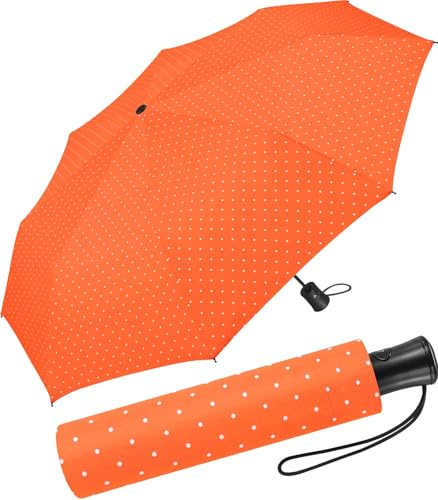 Mini parapluie de poche pour femme Flash à ouverture automatique – Pois, Orange, 94 cm