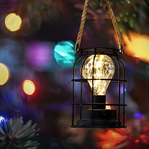 SALCAR LED Laternen licht mit Kupferschnur, Tragbare LED Camping Lampen mit Seilgriff, Stromversorgung über USB oder Batterie für Deko Hochzeiten Wohnzimmer Terrass Innen Flur Garten Balkon-warmweiß