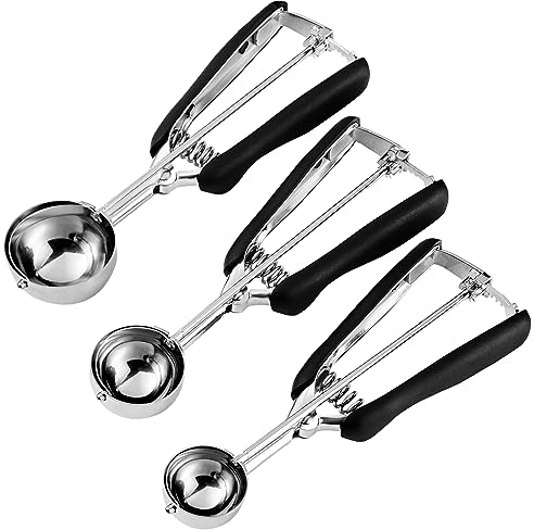 HOMURE H Cookie Scoop Set - Include 1 Tbsp/ 2 Tbsp/ 3Tbsp - 3 PCS Cookie Scoops for Baking - Cookie Dough Scoop - Made of 18/8 Stainless Steel