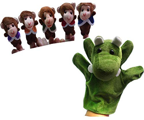 Wopohy Fünf kleine Affen schwingen in einem Baum Fingerpuppen Set - Affen und Alligator Tier Plüsch Fingerpuppe Kinder Kinder Kinderbevorzugungen Geburtstagsfeier Tasche Füllstoffe