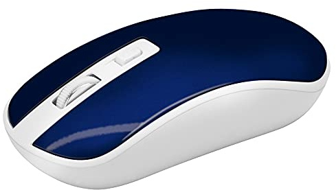 Waytex 65424 Kabellose Maus 2,4 GHz für Computer mit Nano-USB-Empfänger und Empfindlichkeit einstellbar bis zu 1600 DPI Signalreichweite bis zu 10 m Optische Technologie – Blau Metallic