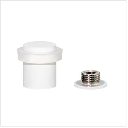 EVI Herrajes | Türstopper aus Weiss lackiertem Edelstahl | Ø20x25mm | Gewindebasis | Weiss Natursilikonkautschuk| inkl. Schraube + Klemmdübel | I-181