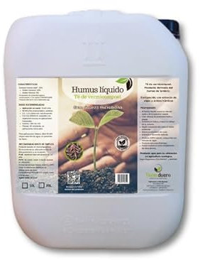 Humus líquido 10L. Abono líquido derivado del humus de lombriz, ecológico. Apto para aplicaciones foliares y fertirriego