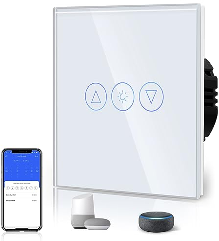 BSEED Smart Dimmer Switch,Glass Touch Panel,LED Lights,Work with Alexa/Smart Life App Control,Neutral Wire Required,WiFi Dimmer 1 Gang 1 Way,86mm White