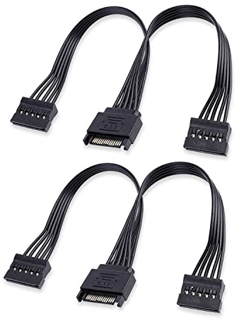 YieJoya 2Stücke 15Pin SATA Power Verlängerungskabel, 1 Male zu 2 Female Kable Cord Adapter für HDD, SSD, Optische Laufwerke, DVD Brenner, PCI Karten und Festplatten