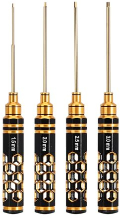 INJORA Set di 4 cacciaviti a brugola RC esagonali, set di chiavi a brugola da 1,5 mm, 2,0 mm, 2,5 mm, 3,0 mm, kit di strumenti di riparazione auto RC per auto modello RC elicottero