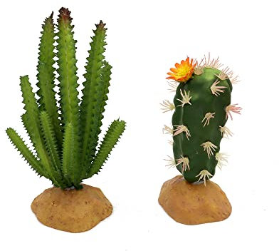 Reptile Plants Succulent, Artificial Desert Rain Forests Plants for Lizard Bearded Dragon Chameleon Gecko Snake Amphibian Terrarium Decor (Set 2)