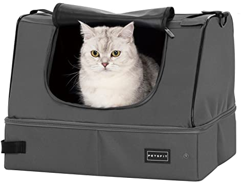 Petsfit Reise Katzentoilette mit Deckel, tragbare Katzen Reisetoilette mobiles Katzenklo für Auto, Portable Cat Litter Box für unterwegs