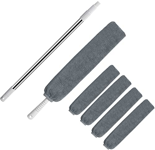 6 Stücke Staubwedel Teleskop, Einziehbarer Spalt-Staubreiniger, Mikrofaser-Handstaubwedel, Eckbesen, Duster Mikrofaser Edelstahl Spinnenwebenentferner für Decke Lücken