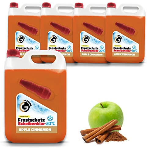 Gamix Scheibenfrostschutz mit Apple & Cinnamon Duft | Schlierenfreier und effektiver Scheibenreiniger für den Winter | Gebrauchsfertige frostschutzmittel scheibenwaschanlage | 4x5L = 20L