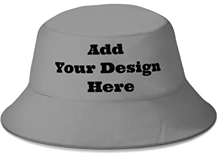 Whhzhao Fischerhut für Damen und Herren, personalisierter Text, Foto und Logo, grau, One size