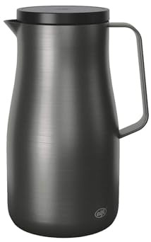 alfi STUDIO Isolierkanne 1,00 l, 12 h heiß, dark steel matt | 24 h kalt, Thermoskanne für Kaffee & Tee, doppelwandig aus Edelstahl, Drehverschluss, große Öffnung, spülmaschinenfest