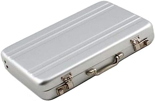 Mini Aluminium Koffer Aktentasche Kartenhalter Box Visitenkartenetui Visitenkartenorganizer für Mann und Frau, silber