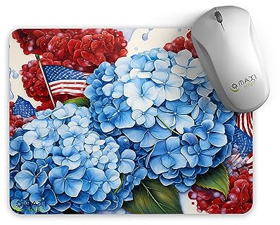 MAXIKIWI - Mouse Pad, Anti-Slip Rubber Base, Ultra Smooth, Durable Material, Modern Design, Vivid Colors, Waterproof - 3D Blue hydrangeas flower - 22x18CM