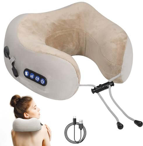 Neck Massager, USB Massage Pillow with 3 Power Gears and 3 Modes, Constant Temperature, Deep Tissue Kneading Neck Massager for Lower Back Neck Shoulders Muscle Pain Relief Use at Home Car Office