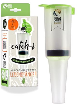 catch-i Spider Catcher Attrape-araignées : attrape-araignées vivantes 2 en 1 pour araignées et insectes, attrape-insectes respectueux des animaux pour l'intérieur et l'extérieur, embout d'aspirateur