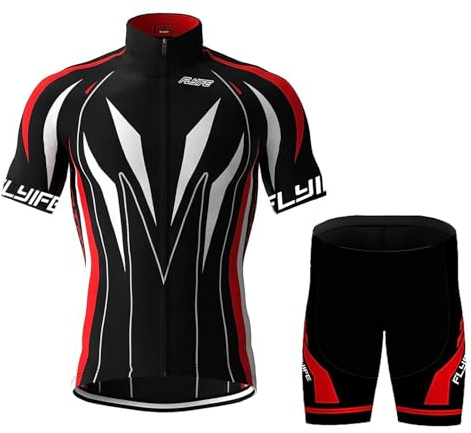 Fahrradbekleidung Set Kurzarm Radsportanzug Herren Set Radsport Sommer mit gepolsterten Shorts aus 9D Gel atmungsaktiv und schnell trocknend