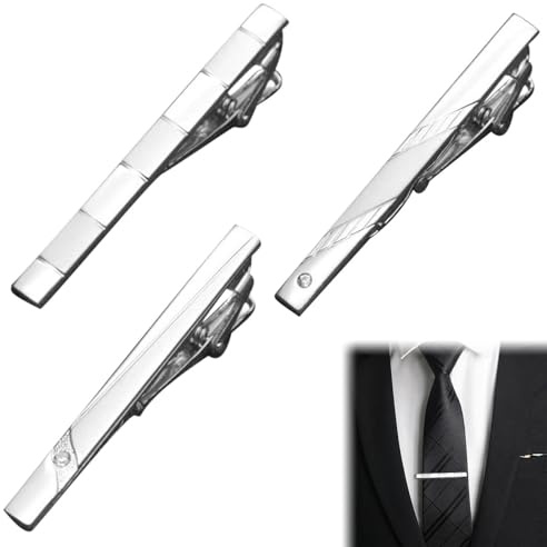 Tokaneit Pince À Cravate En Métal Pour Homme - Style Classique Et Slim - 3 Pièces