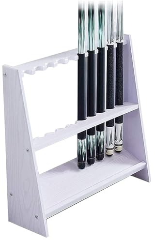Billard-Pool-Queue-Rack, Eckhalter, nur Pool-Queue-Rack, freistehender Billardstock-Ständer, 10 Queue-Halterungen, zur Aufbewahrung von Ball-Queues und Zubehör (Farbe: Weiß, Größe: