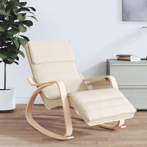 Chaduof Schaukelstuhl Creme Stoff, Stillsessel, Relaxstuhl, Lesesessel, Fütterungsstuhl, Relaxsessel - 351073