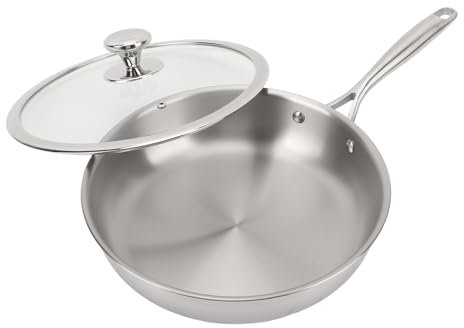 ZJchao Sartén de Aleación de Aluminio, Sartén de Ti Compuesta de Varias Capas, Sartén Ti de Acero Inoxidable, para Cocinar, con Mango Ergonómico, Apta para Lavavajillas y Horno