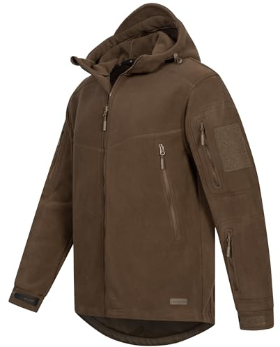 Höhenhorn Biferten herr militär fleecejacka utomhus vindtät jacka med huva, BRUN, 3XL