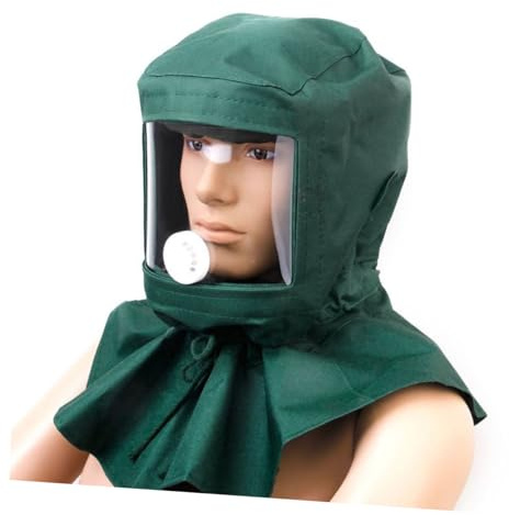 ARTIBETTER Outil de Contre la poussière de Sable Casque de sablage Anti poussiere Visiere de Masque de sableuse Masque Cagoule de sablage Green