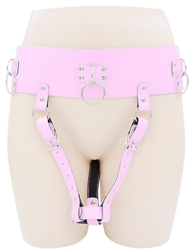 HXLXW keuschheitsgürtel für damen spreizstange für frauen sex bondage magic wand für frau Vibrator Gurt Zwangs Orgasmus Keuschheitsgürtel Gürtel Vibrator Leather Constrained Forced Strap(Rosa/S)