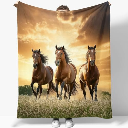 Flanelldecke Tiere Pferde 130 x 150 cm 3D-Druckdecke Kuscheldecke Sofadecke Wolldecke Wärme und Lsolierung Decke Klimaanlage Decke für Wohn und Schlafräume Decke